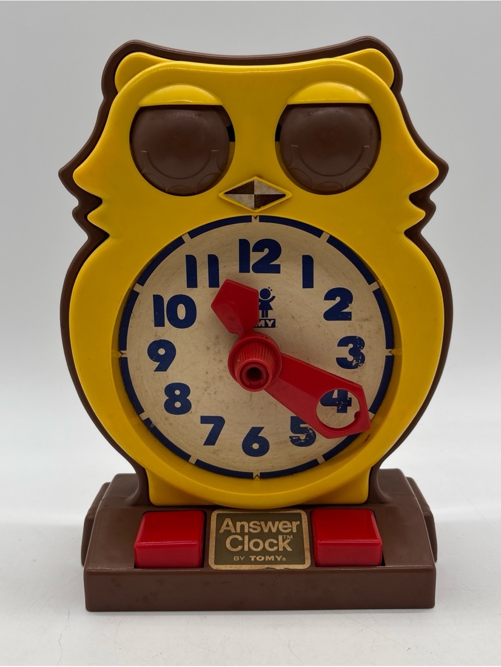 Vintage Answer Clock by Tomy Brown Owl Toy 1975 - Tested